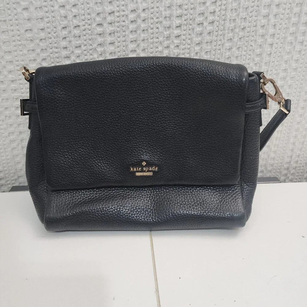 Kate Spade New York Black Pebbled Leather Shoulder Bag Purse